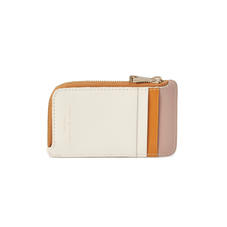 Small Zipped Coin Purse in Smooth Ivory, Mustard & Soft Taupe