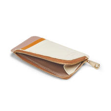 Small Zipped Coin Purse in Smooth Ivory, Mustard & Soft Taupe