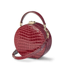 Hat Box in Bordeaux Patent Croc