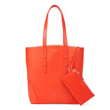 Essential Tote in Orange Small Grain Pebble