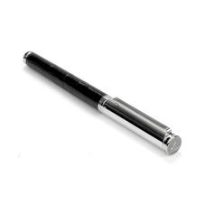Sterling Silver & Leather Rollerball Pen in Deep Shine Black Croc