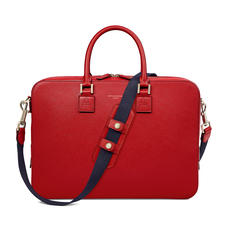 Small Mount Street Laptop Bag in Scarlet Saffiano