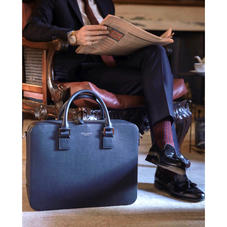 Large Mount Street Laptop Bag in Navy Saffiano