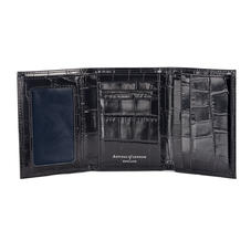 Trifold Wallet in Deep Shine Black Croc