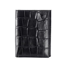 Trifold Wallet in Deep Shine Black Croc