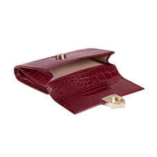 Small Mayfair Purse in Bordeaux Patent Croc