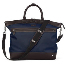 Small Anderson Tote in Navy Nylon & Smooth Chocolate Leather Trim