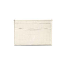 Slim Credit Card Case in Deep Shine Ivory Small Croc