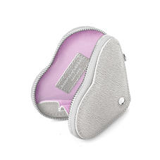 Heart Coin Purse in Silver Saffiano
