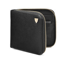Mount Street Zip Around Wallet in Smooth Black