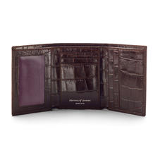 Trifold Wallet in Deep Shine Amazon Brown Croc