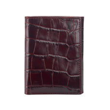 Trifold Wallet in Deep Shine Amazon Brown Croc