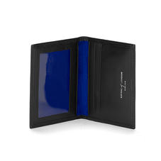 ID & Travel Card Case in Smooth Black & Cobalt Suede