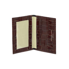 ID & Travel Card Case in Deep Shine Amazon Brown Croc & Stone Suede