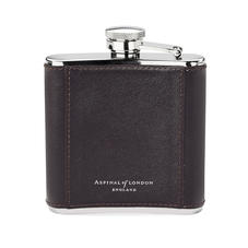 Aerodrome Classic 5oz Leather Hip Flask in Dark Brown Pebble