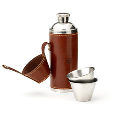 Hunter 8oz Leather Hip Flask in Smooth Cognac & Espresso Suede