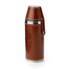 Hunter 8oz Leather Hip Flask in Smooth Cognac & Espresso Suede