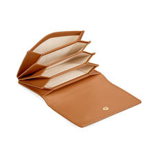 Accordion Zipped Credit Card Holder in Smooth Natural Tan