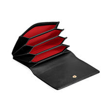Accordion Zipped Credit Card Holder in Smooth Black