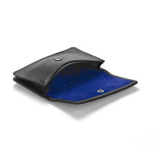 Business & Credit Card Case in Smooth Black & Cobalt Suede