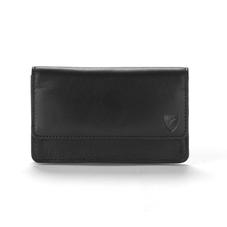 Business & Credit Card Case in Smooth Black & Cobalt Suede