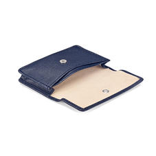 Business & Credit Card Case in Navy Saffiano & Cream Suede
