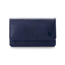 Business & Credit Card Case in Navy Saffiano & Cream Suede