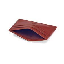 Slim Credit Card Case in Smooth Cognac & Espresso Suede