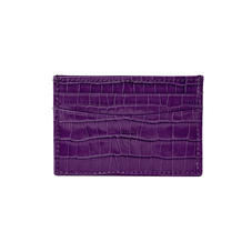 Slim Credit Card Case in Deep Shine Amethyst Small Croc