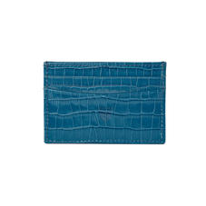 Slim Credit Card Case in Deep Shine Topaz Small Croc