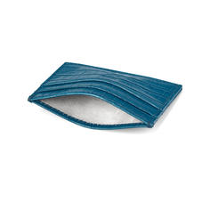 Slim Credit Card Case in Deep Shine Topaz Small Croc