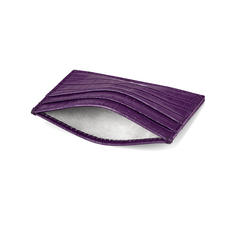 Slim Credit Card Case in Deep Shine Amethyst Small Croc