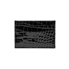 Slim Credit Card Case in Black Patent Croc