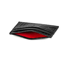 Slim Credit Card Case in Black Patent Croc