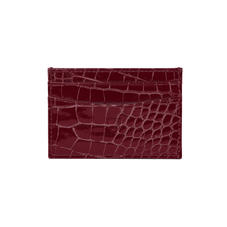 Slim Credit Card Case in Bordeaux Patent Croc