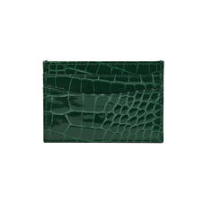 Slim Credit Card Case in Evergreen Patent Croc