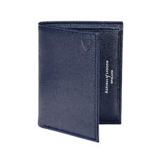 Double Credit Card Case with Notes Pocket in Navy Saffiano & Cream Suede