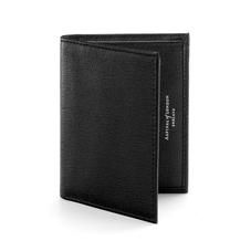 Double Fold Credit Card Case with Notes Pocket in Black Saffiano