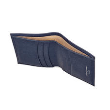 Double Credit Card Case with Notes Pocket in Navy Saffiano & Cream Suede