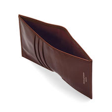 Double Fold Credit Card Case with Notes Pocket in Smooth Cognac