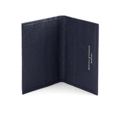 Double Fold Credit Card Case in Navy Saffiano