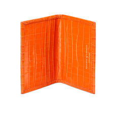 Double Fold Credit Card Case in Deep Shine Amber Small Croc