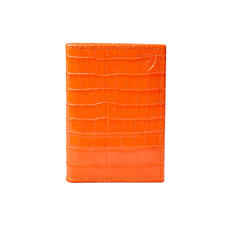 Double Fold Credit Card Case in Deep Shine Amber Small Croc