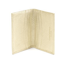 Double Fold Credit Card Case in Pale Gold Pebble
