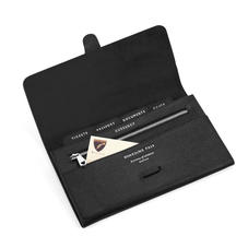 Classic Travel Wallet in Black Saffiano & Black Suede