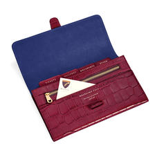 Classic Travel Wallet in Deep Shine Bordeaux Croc