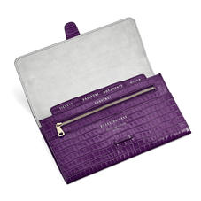 Classic Travel Wallet in Deep Shine Amethyst Small Croc