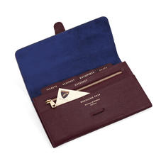 Classic Travel Wallet in Burgundy Saffiano & Navy Suede