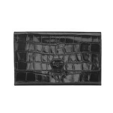 Classic Travel Wallet in Deep Shine Black Croc & Red Suede