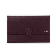 Classic Travel Wallet in Burgundy Saffiano & Navy Suede
